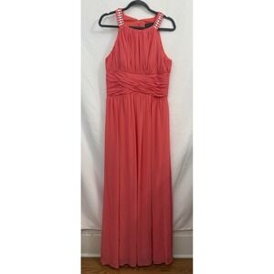 Jessica Howard Pink Formal Maxi Gown Dress Womens Size 12 Rhinestones Chiffon‎